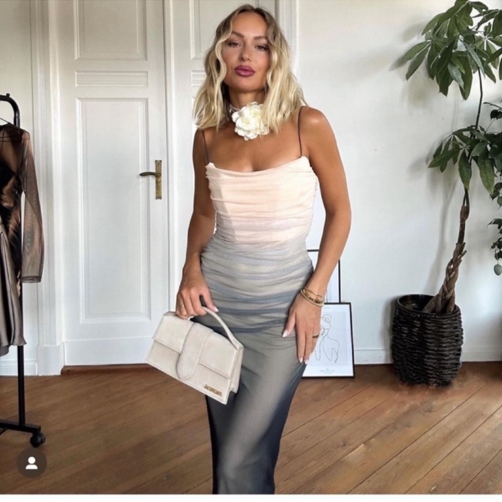 Zara Ombre Midi Dress in Blush and Gray - Picture 2 of 12
